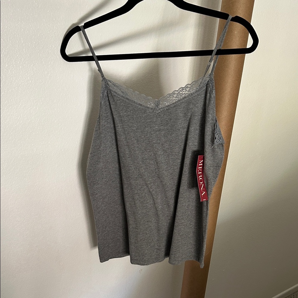 Merona Gray Lace Trim Cami
